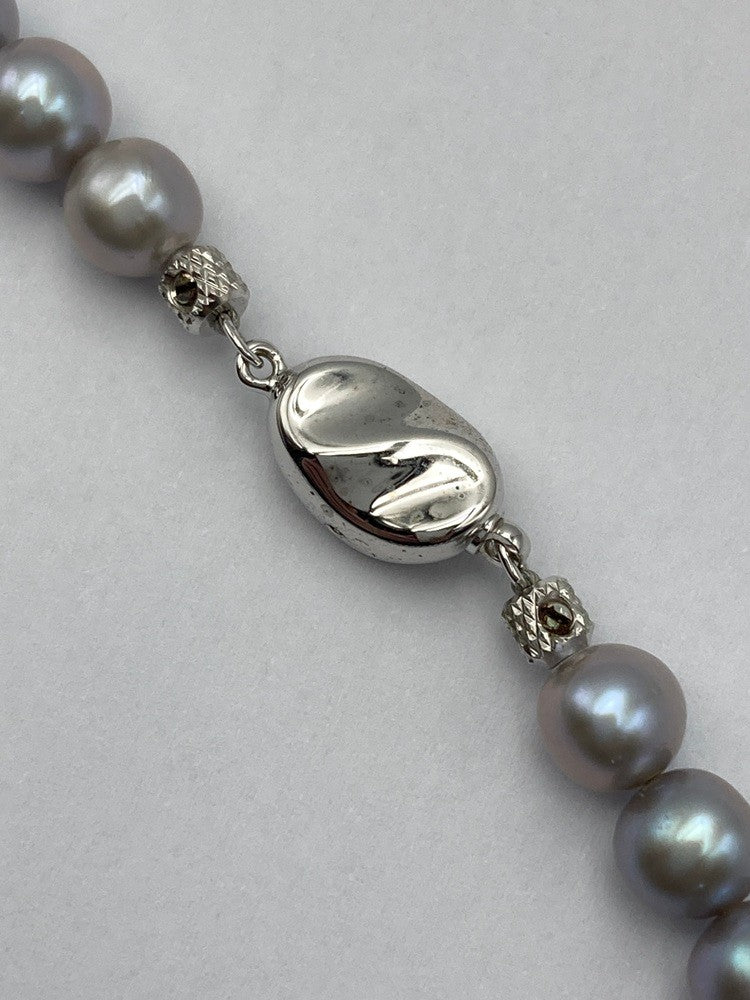 シルバー 4.5ー7.0mm グレーパール ネックレス 中古 D4