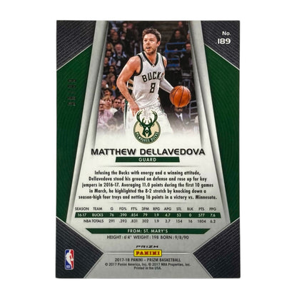 PANINI NBAカード PRIZM MATTHEW DELLAVEDOVA MILWAUKEE BUCKS /99 #189 中古 IT2