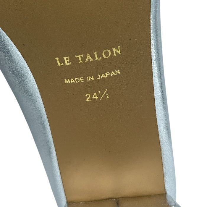 LETALON ルタロン スクエアVカット 4cm パンプス 24.5cm シルバー 靴 シューズ レディース ヒール 中古 W４