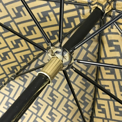 FENDI フェンディ ズッカ 長傘 レディース 60cm 8本骨 ポリエステル 手開き式 雨傘 ブラウン 中古 T1