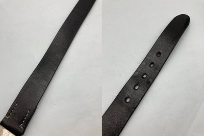 THE FLAT HEAD フラットヘッド プレートバックル レザーベルト ブラック サイズ32 中古 D4