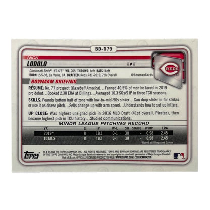 TOPPS MLBカード BOWMAN CHROME NICK LODOLO CINCINNATI REDS #BD-179 中古 IT2