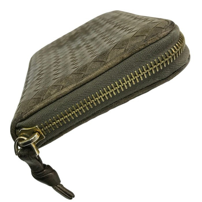 BOTTEGA VENETA ボッテガヴェネタ 長財布 メンズ イントレチャート ラウンドファスナー レザー ブラウン系 114076 中古 T1