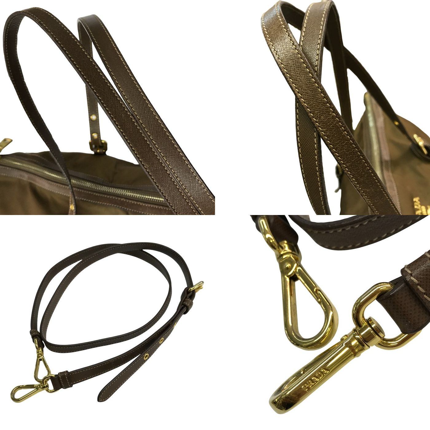 PRADA プラダ ショルダーバッグ レディース 2way ナイロン トート 三角プレート カーキ/ブラウン BR4253 中古 T1