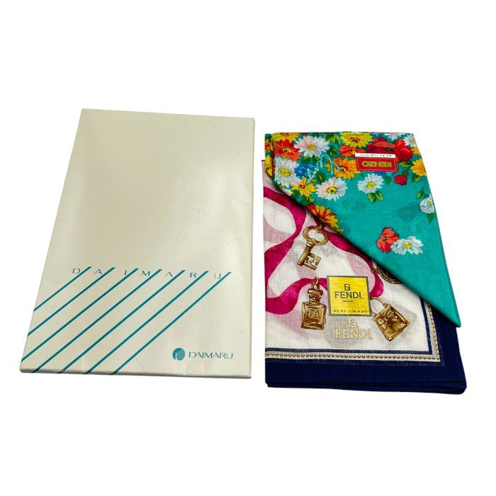 未使用品 FENDI フェンディ KENZO ケンゾー ハンカチ セット 花柄 リボン 鍵 レディース かわいい 中古 W４