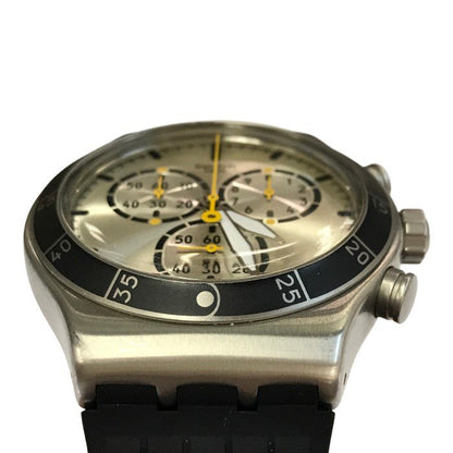 SWATCH NEW IRONY CHRONO JUMP HIGH 腕時計 メンズ アナログ クォーツ アイロニー クロノグラフ ラウンド SS シルバー YVS420 中古 T1