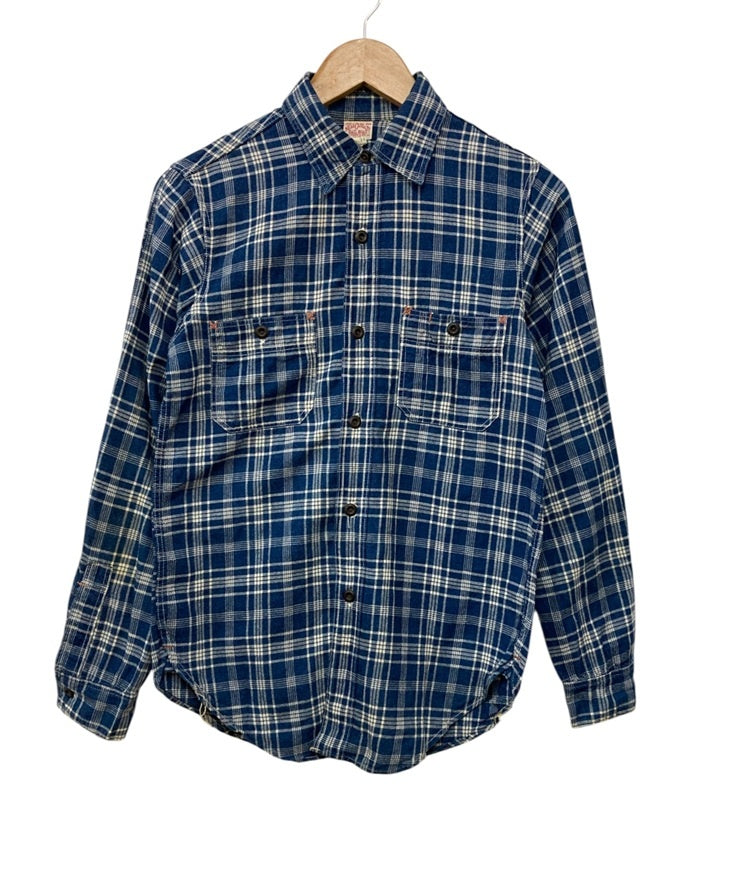 FREEWHEELERS フリーホイーラーズ Neal Cassady Railroad ベイクヘッドシャツ インディゴチェック サイズ14 メンズ 中古 D4