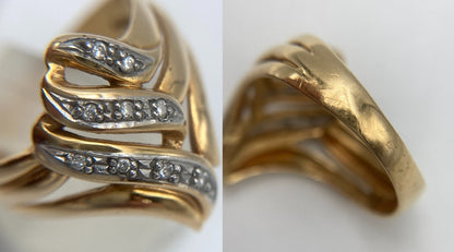 K18/Pt900 コンビ ダイヤ0.05ct  リング 11号 中古 D4
