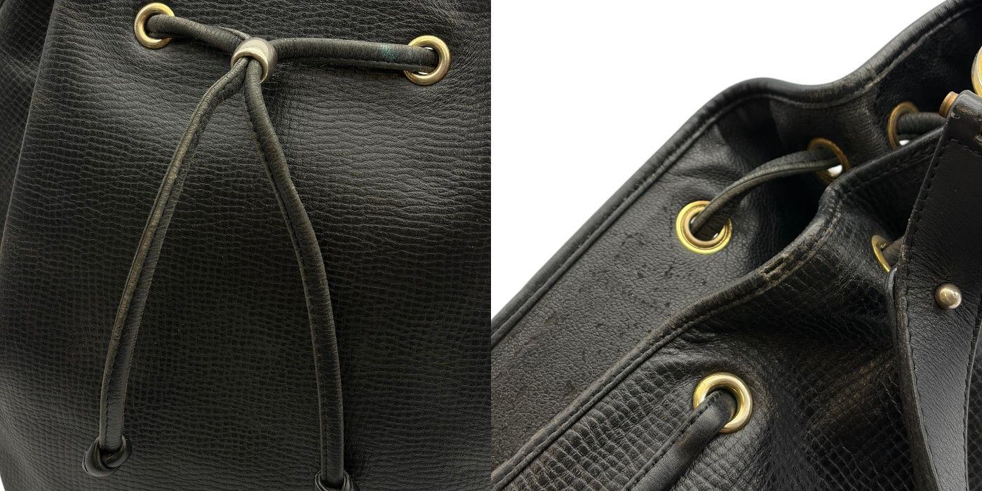 Christian Dior クリスチャン ディオール レザー 巾着 バッグ ショルダー 鞄 レディース ブランド おしゃれ ブラック 中古 W1