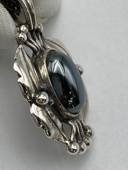 GEORG JENSEN ジョージジェンセン 2000年 ヘリテージ イヤーネックレス SV925 ヘマタイト 中古 D4