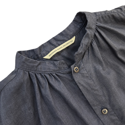 GRANDMA MAMA DAUGHTER グランマママドーター シャツワンピース レディース コットン リネン ネイビー 1サイズ GE2032221-200424 中古 T1