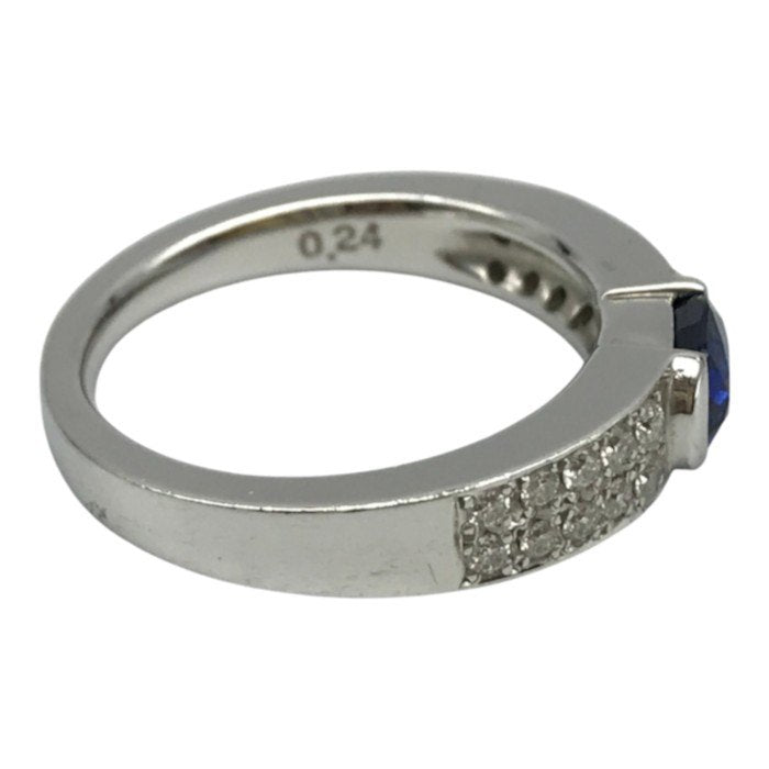 Pt950 サファイア0.823ct/ダイヤモンド0.24ct リング レディース オーバルミックスカット プラチナ 11.5号 中古 T1
