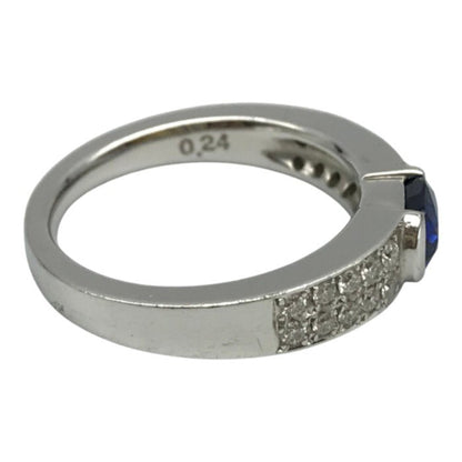 Pt950 サファイア0.823ct/ダイヤモンド0.24ct リング レディース オーバルミックスカット プラチナ 11.5号 中古 T1