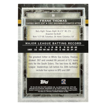 TOPPS MLBカード MUSEUM COLLECTION FRANK THOMAS CHICAGO WHITE SOX /150 #96 中古 IT2