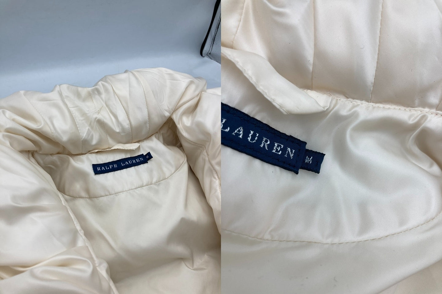 RALPH LAUREN ラルフローレン ショールカラー ダウンベスト ホワイト レディース サイズM 中古 D4