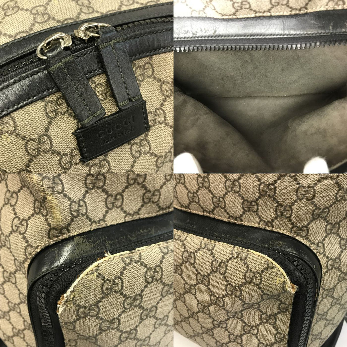 GUCCI グッチ GGスプリーム バックパック ユニセックス PVC レザー リュックサック A4収納 デイパック ベージュ 406370 中古 T1