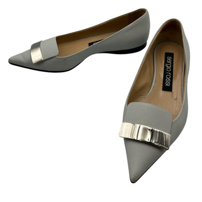 sergio rossi セルジオロッシ sr1 フラットパンプス 37 1/2 (約24.5cm) 靴 シューズ レディース レザー  中古 Ｗ４