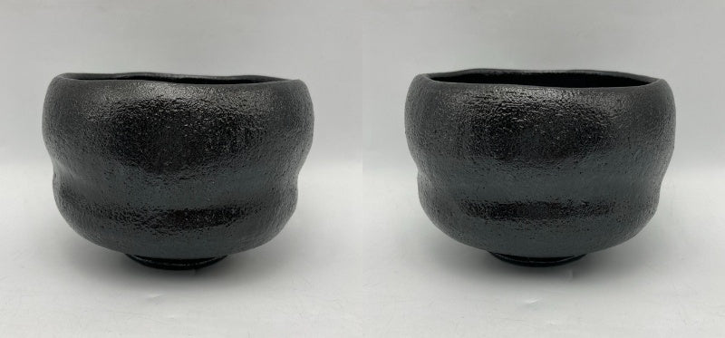 林陶造 一双茶碗 黒楽 銘「洗心」 赤楽 銘 「知足」 前大徳寺柳生紹尚書付 中古 D4