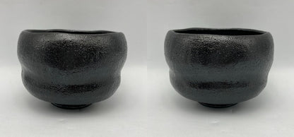 林陶造 一双茶碗 黒楽 銘「洗心」 赤楽 銘 「知足」 前大徳寺柳生紹尚書付 中古 D4