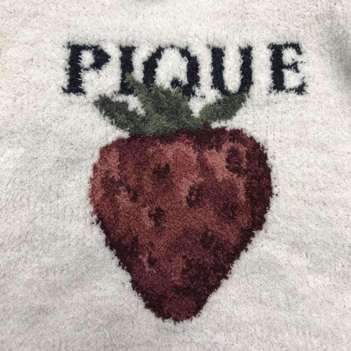 gelato pique ジェラートピケ メランジストロベリージャガード プルオーバー＆ロングパンツ セット レディース 長袖 いちご もこもこ ルームウェア オフホワイト Fサイズ PWNP255111/112 中古 T1
