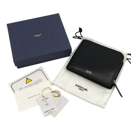 PORTER GIRL GEM ポーターガール 財布 レディース 2つ折り レザー ホック L字ファスナー ブラック 109-03820 中古 T1
