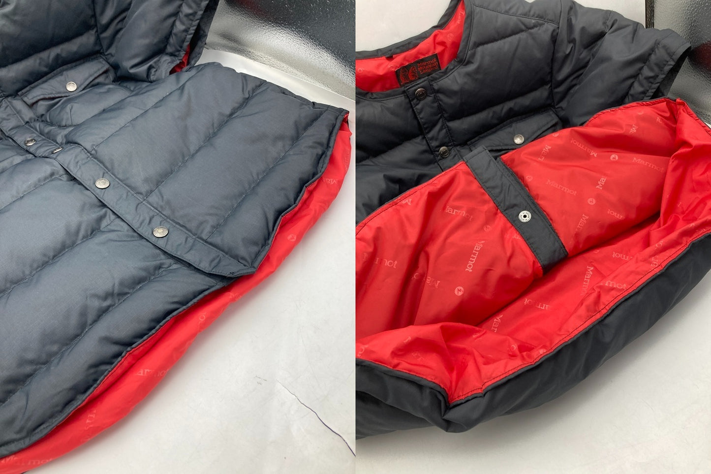 Marmot × KATO’ × NANGA トリプルコラボ 半袖ダウンジャケット サイズS メンズ 中古 D4