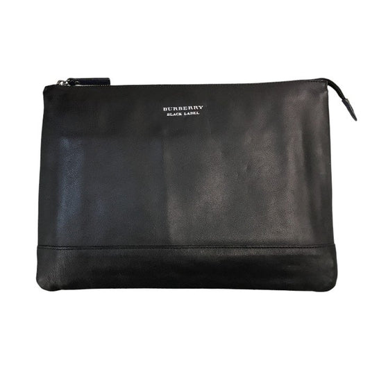 BURBERRY BLACK LABEL バーバリーブラックレーベル クラッチバッグ メンズ レザー セカンドバッグ ブラック/ブルー D1174-812-09 中古 T1