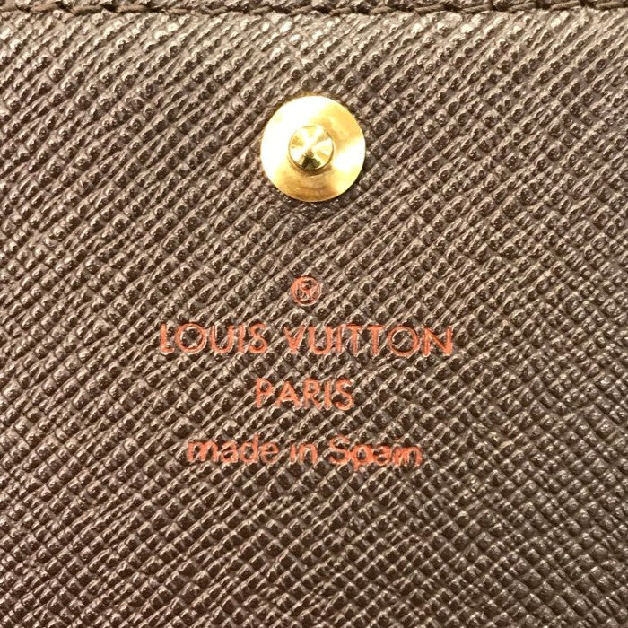 LOUIS VUITTON ルイヴィトン ダミエ エベヌ ポルトモネビエトレゾール 財布 2つ折り 小銭入れ付き ブラウン N61730 中古 T1