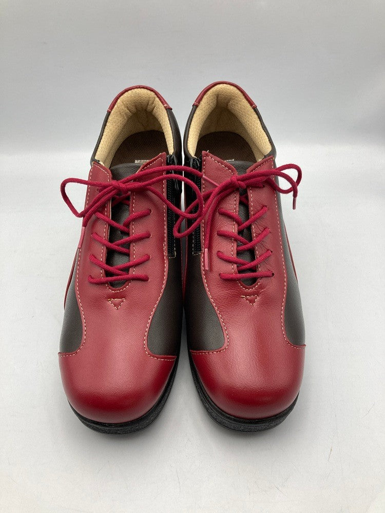 PIERRE RICCI ピエールリッチ 山羊革 4E 軽量 エアウォーキングシューズ  レッド/ダークブラウン 24.0cm 中古 D4