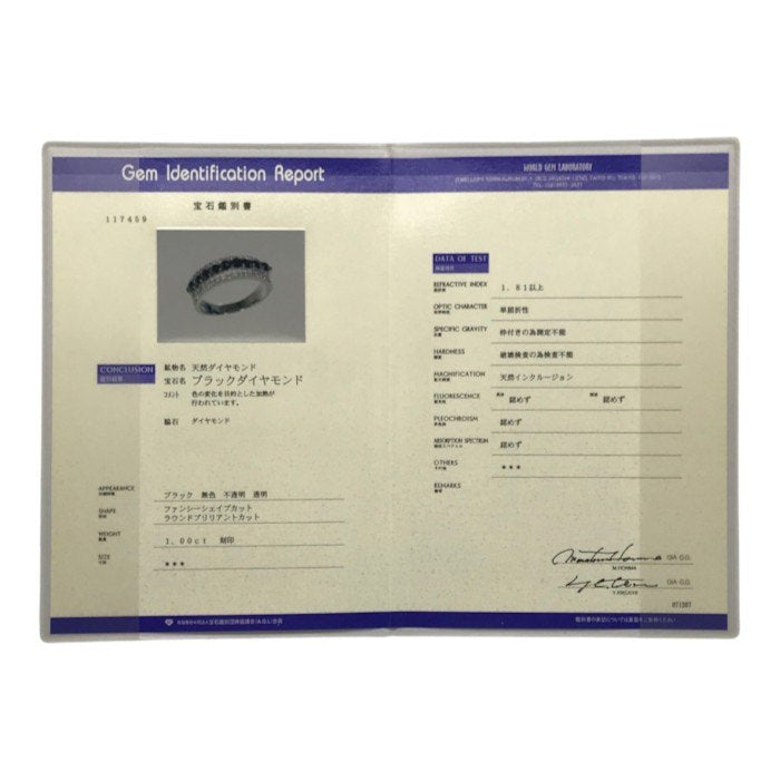 K18WG ブラックダイヤモンド1.00ct リング レディース ホワイトゴールド 13号 中古 T1