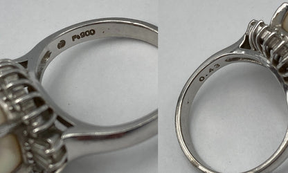 田崎真珠/TASAKI Pt900 パール9mm ダイヤ0.43ct リング 7号 中古 D4
