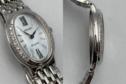 SEIKO セイコー エクセリーヌ ダイヤベゼル 腕時計 アナログ クォーツ 1F20-0BG0 レディース 中古 D4