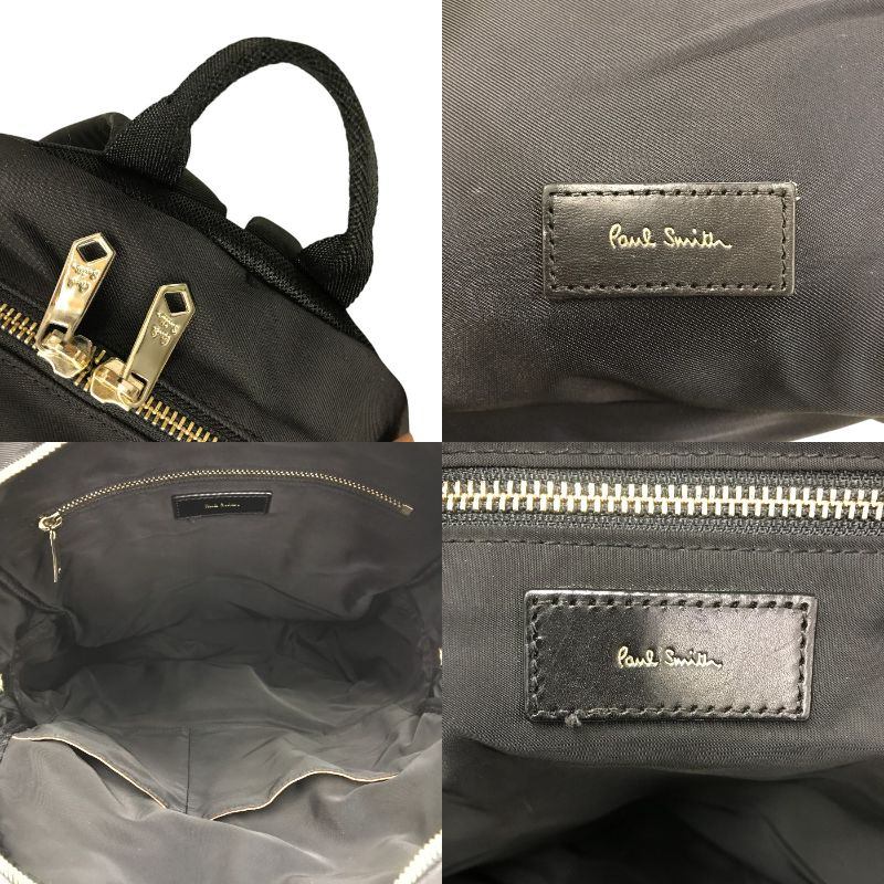 Paul Smith ポールスミス リュックサック ユニセックス ナイロン ストライプ バックパック 軽量 ブラック 中古 T1