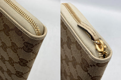 GUCCI グッチ GGキャンバス ラウンドファスナー 長財布 112724 中古 D4