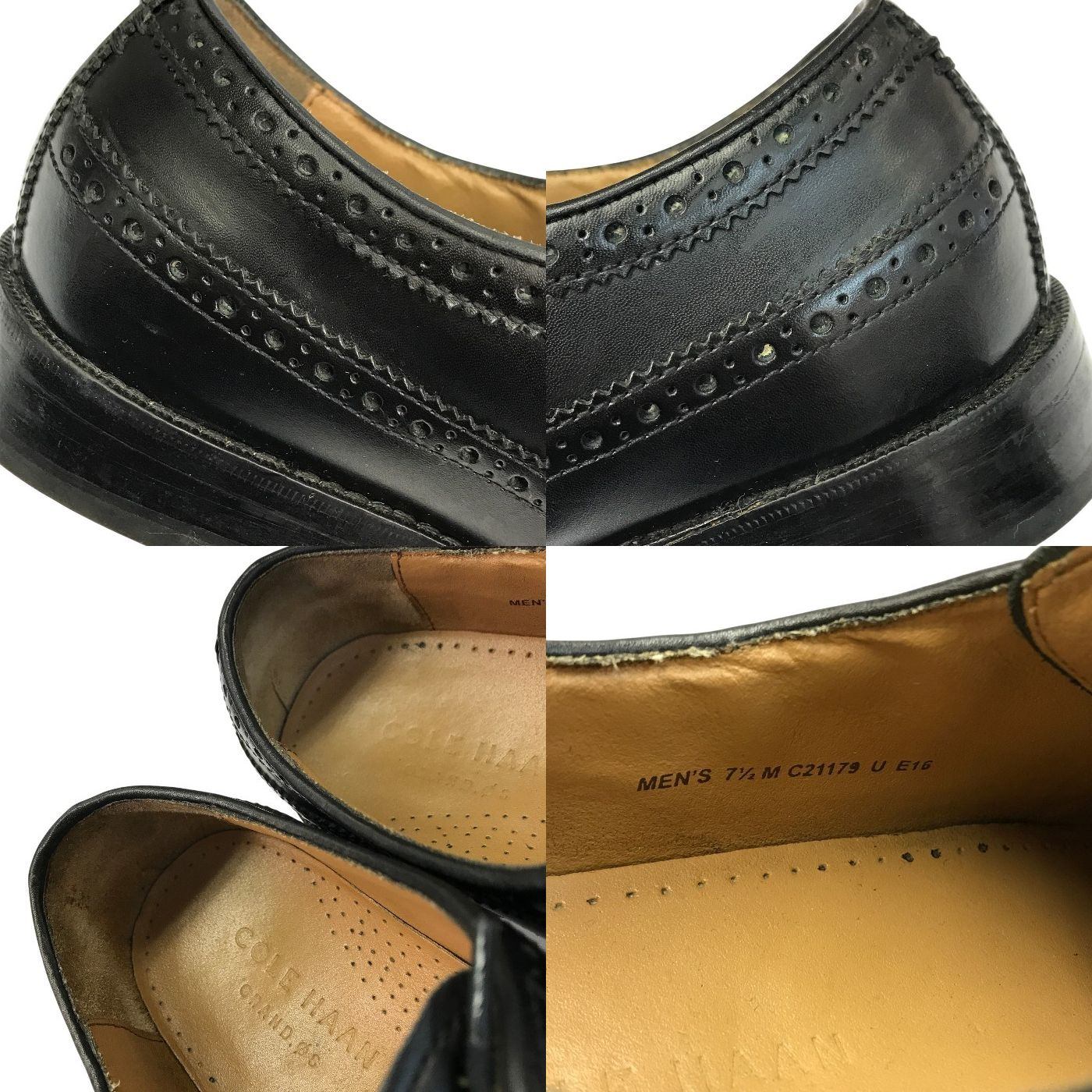 COLE HAAN コールハーン GRAND.OS ドレスシューズ メンズ レザー ウイングチップ 革靴 ビジネス ブラック 7.5サイズ C21179 中古 T1