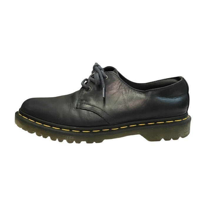 Dr.Martens ドクターマーチン 3ホール シューズ メンズ レザー ローカット イエローステッチ ブラック UK8 23775 中古 T1