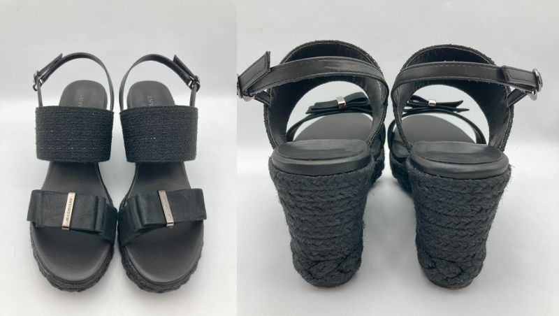 JILL STUART shoe ジルスチュアート リボンモチーフ プラットフォームジュートサンダル 24.0cm 中古 D4