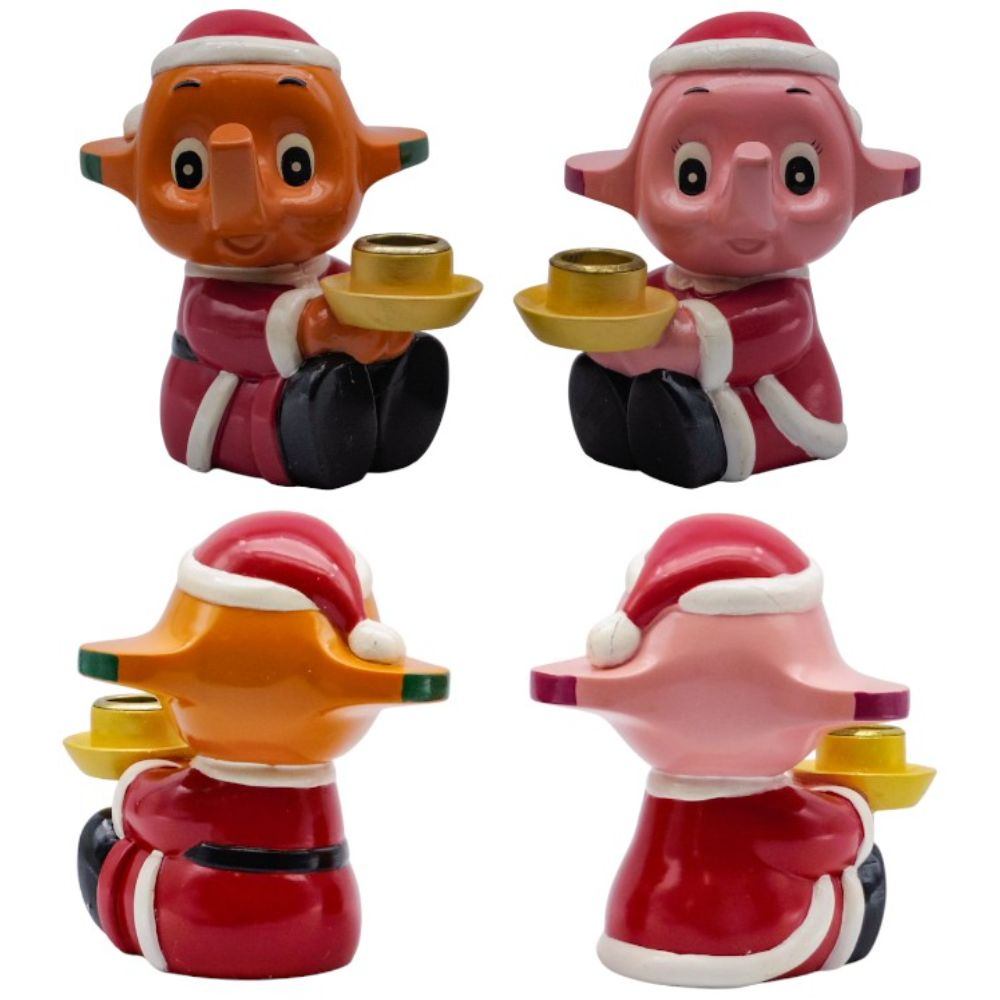 株式会社ニットー サトちゃん サトコちゃん キャンドルスタンド 2体セット クリスマス サンタ服 佐藤製薬 sato 中古 a1