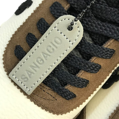 SANGACIO サンガッチョ にゅ BLOW スニーカー メンズ ローカット レザー ハンドメイド WHITE/BROWN 26.5cm 中古 T1
