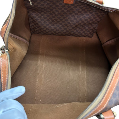 CELINE セリーヌ ボストンバッグ ユニセックス マカダム柄 ショルダー ブラウン 鞄 肩掛け ブランド 旅行 大きめ 中古 W４
