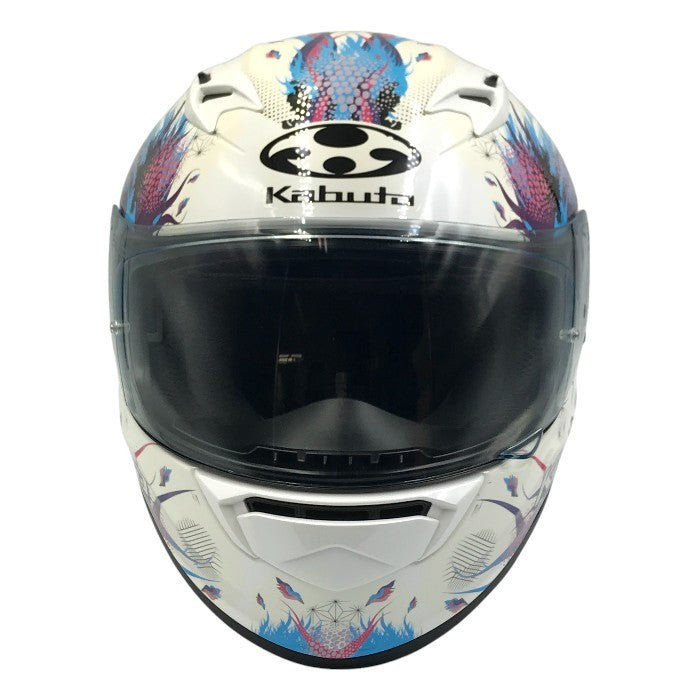OGK KABUTO KAMUI-3 LEIA ヘルメット パールホワイト バイク 二輪用 和柄 インナーサンシェード CF-1シールド XLサイズ 中古 T1