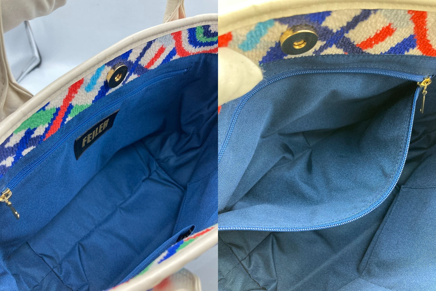 FEILER フェイラー 幾何学模様 トートバッグ 中古 D4