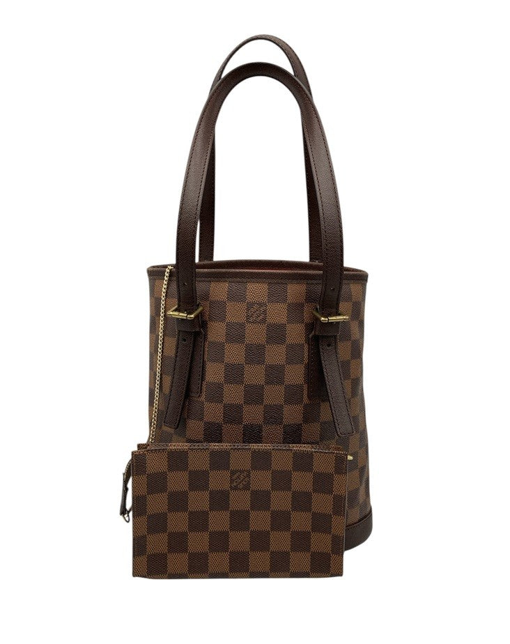 LOUIS VUITTON ルイヴィトン ダミエ エベヌ マレ バケツ型 ショルダー トートバッグ ポーチ付 N42240 中古 D4