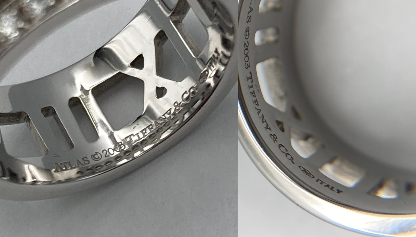 TIFFANY＆Co. ティファニー K18WG ハーフダイヤ アトラス オープンリング 13号 中古 D4