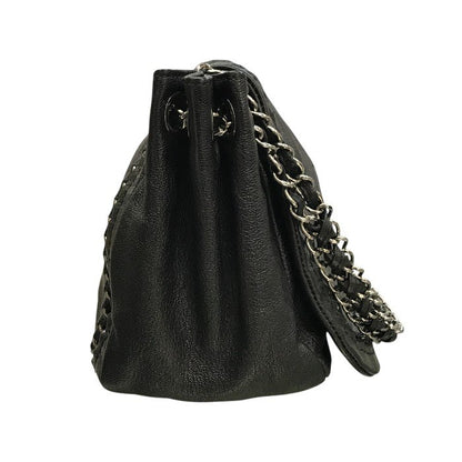 CHANEL シャネル ラグジュアリーライン ショルダーバッグ レディース レザー チェーンショルダー ココマーク シルバー金具 ブラック 中古 T1