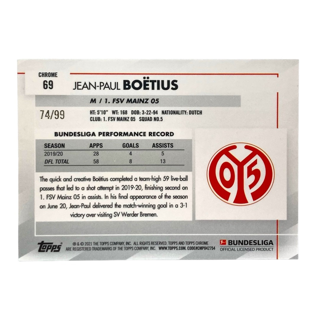 TOPPS サッカーカード CHROME JEAN-PAUL BOETIUS MAINZ 74/99 #69 中古 IT2