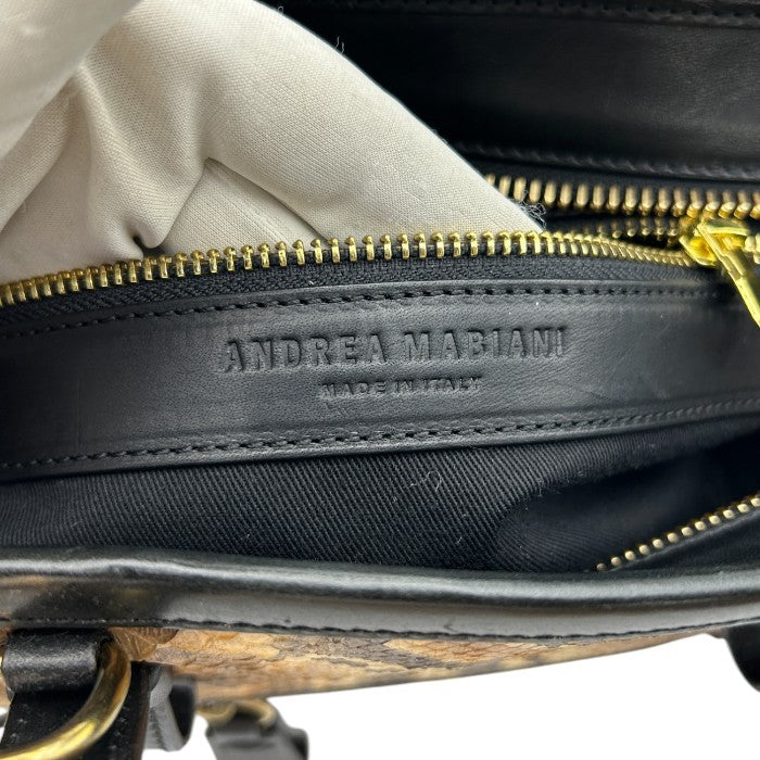ANDREA MABIANI アンドレア マビアーニ 2WAY パイソン バッグ レザー 本革 蛇革 鞄 肩掛け ハンドバッグ 中古 W４