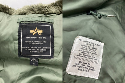 ALPHA INDUSTRIES アルファ インダストリーズ USA製 フライトジャケット N-3B サイズS メンズ 中古 D4