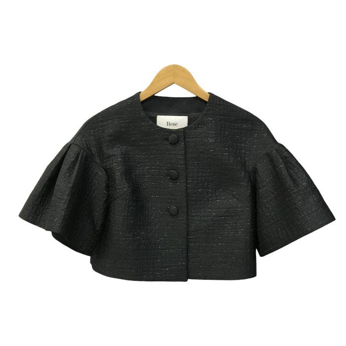 Rene ルネ ジャケット レディース ボレロ ノーカラー ラメ ショート丈 ブラック 34サイズ 6243120 中古 T1