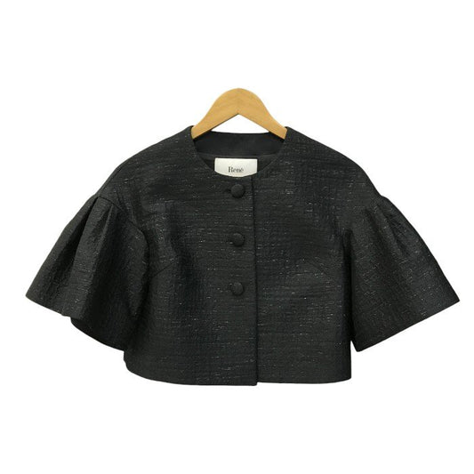 Rene ルネ ジャケット レディース ボレロ ノーカラー ラメ ショート丈 ブラック 34サイズ 6243120 中古 T1